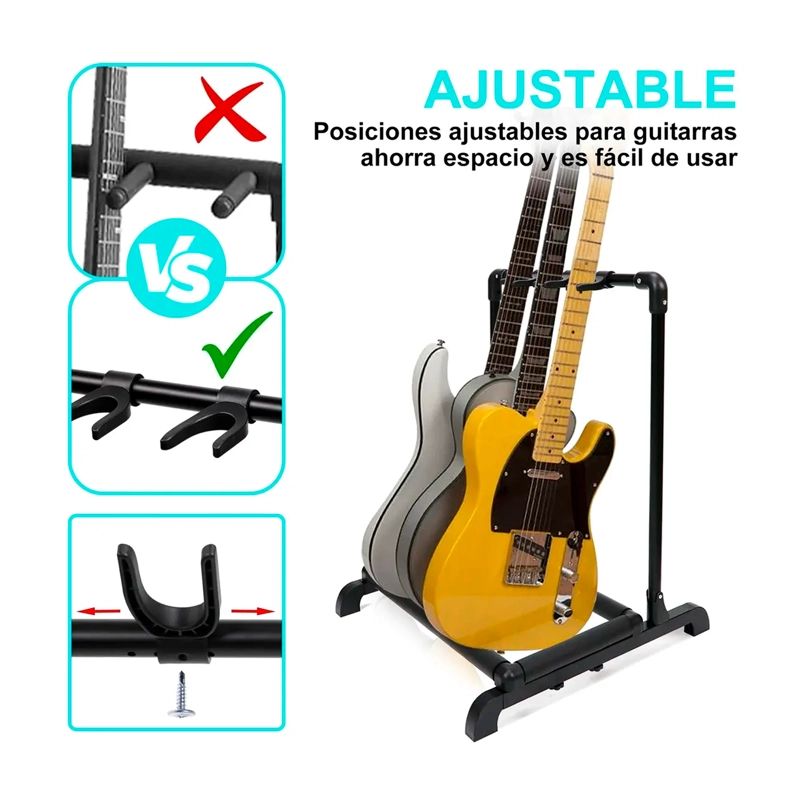 ATRIL SOPORTE TRIPLE PARA GUITARRA Y BAJO PORTATIL - 2