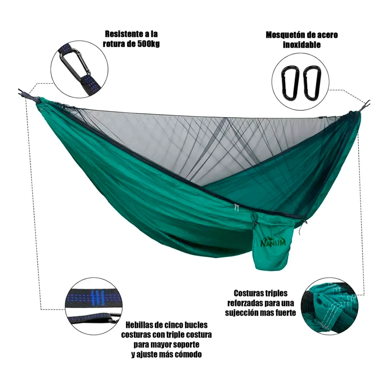 HAMACA PORTATIL DE CAMPING CON MOSQUITERO CAMUFLAJE - 4