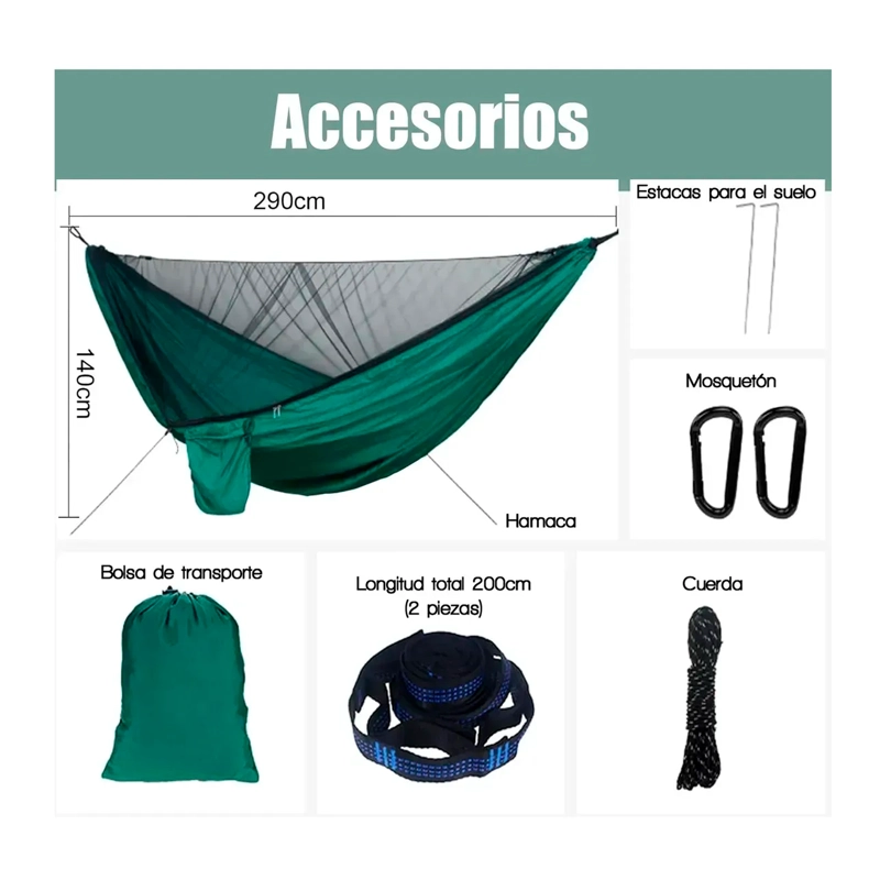 HAMACA PORTATIL DE CAMPING CON MOSQUITERO CAMUFLAJE - 5
