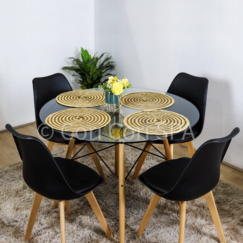 COMEDOR MESA VIDRIO EAMES D100 + 4 SILLAS TULIP EN COLOR NEGRO - 1