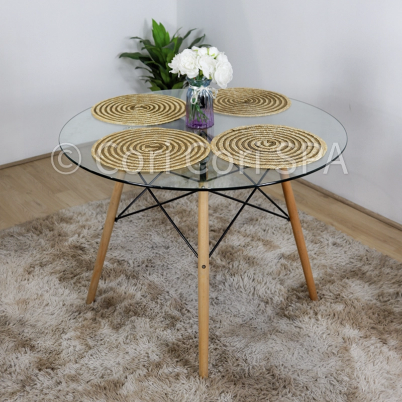 COMEDOR MESA VIDRIO EAMES D80 + 4 SILLAS TULIP COLOR ROSA - 3