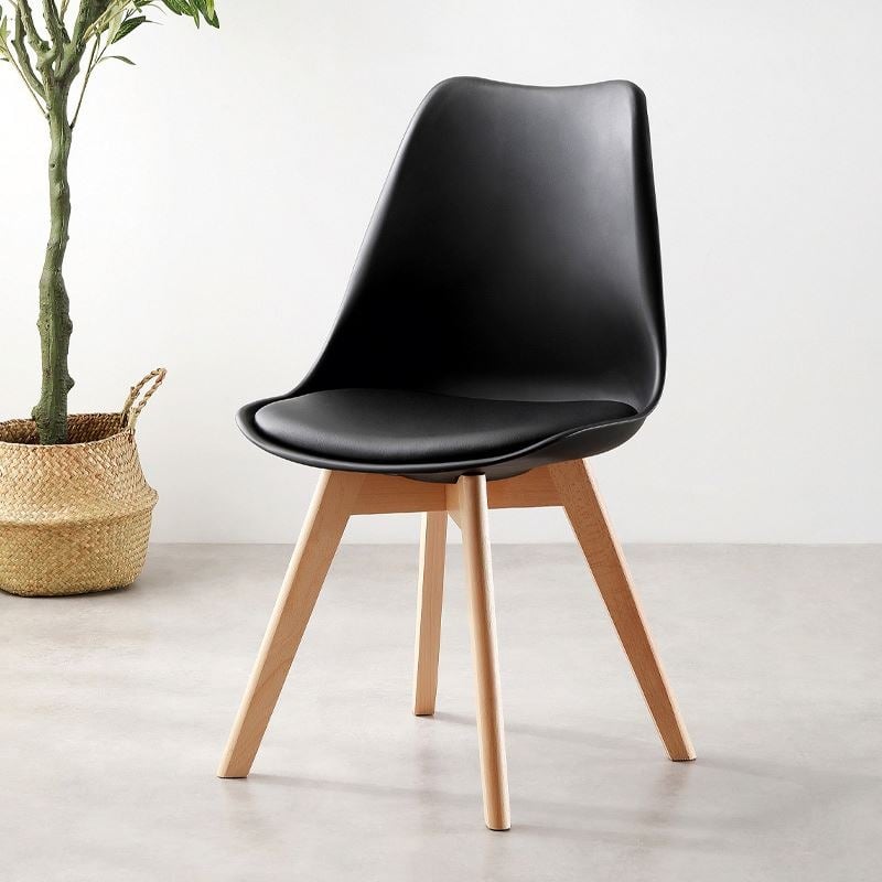 COMEDOR MESA VIDRIO EAMES D80 + 4 SILLAS TULIP COLOR NEGRO - 2