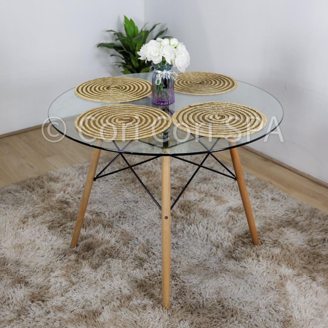 COMEDOR MESA VIDRIO EAMES D80 + 4 SILLAS TULIP COLOR NEGRO - 3