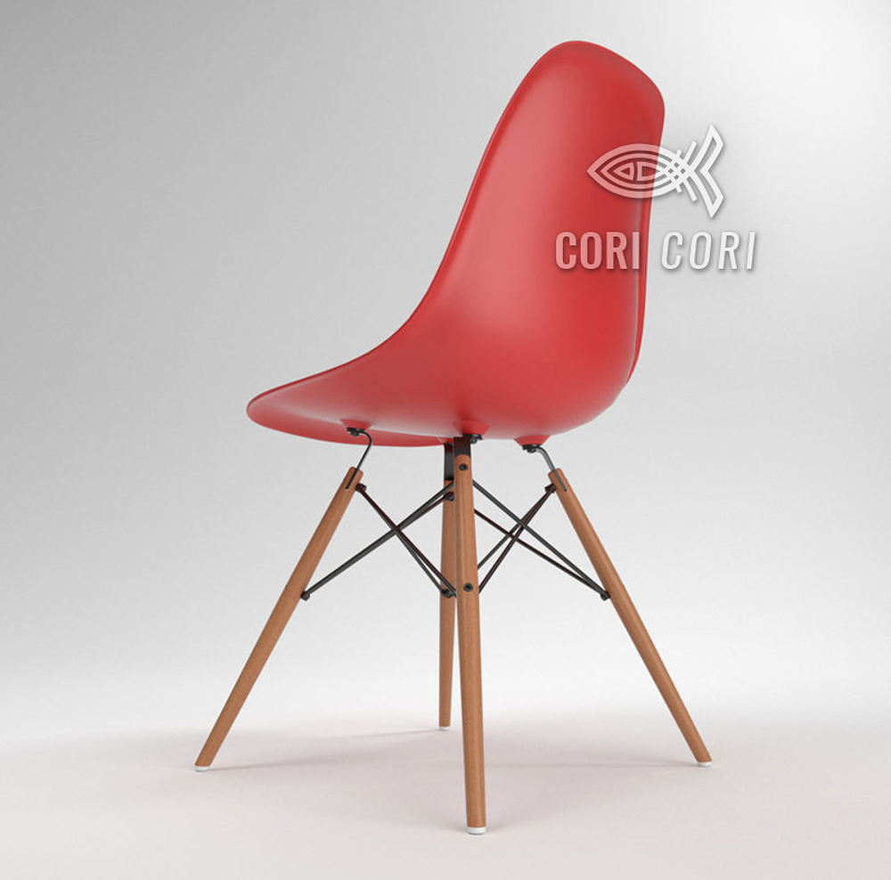 COMEDOR MESA EAMES 80CMS BLANCA + 4 SILLAS EAMES REPLICA COLOR ROJO - 3