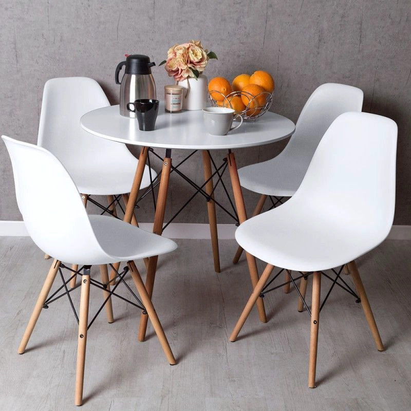 COMEDOR MESA EAMES 80CMS BLANCA + 4 SILLAS EAMES COLOR BLANCO - 1