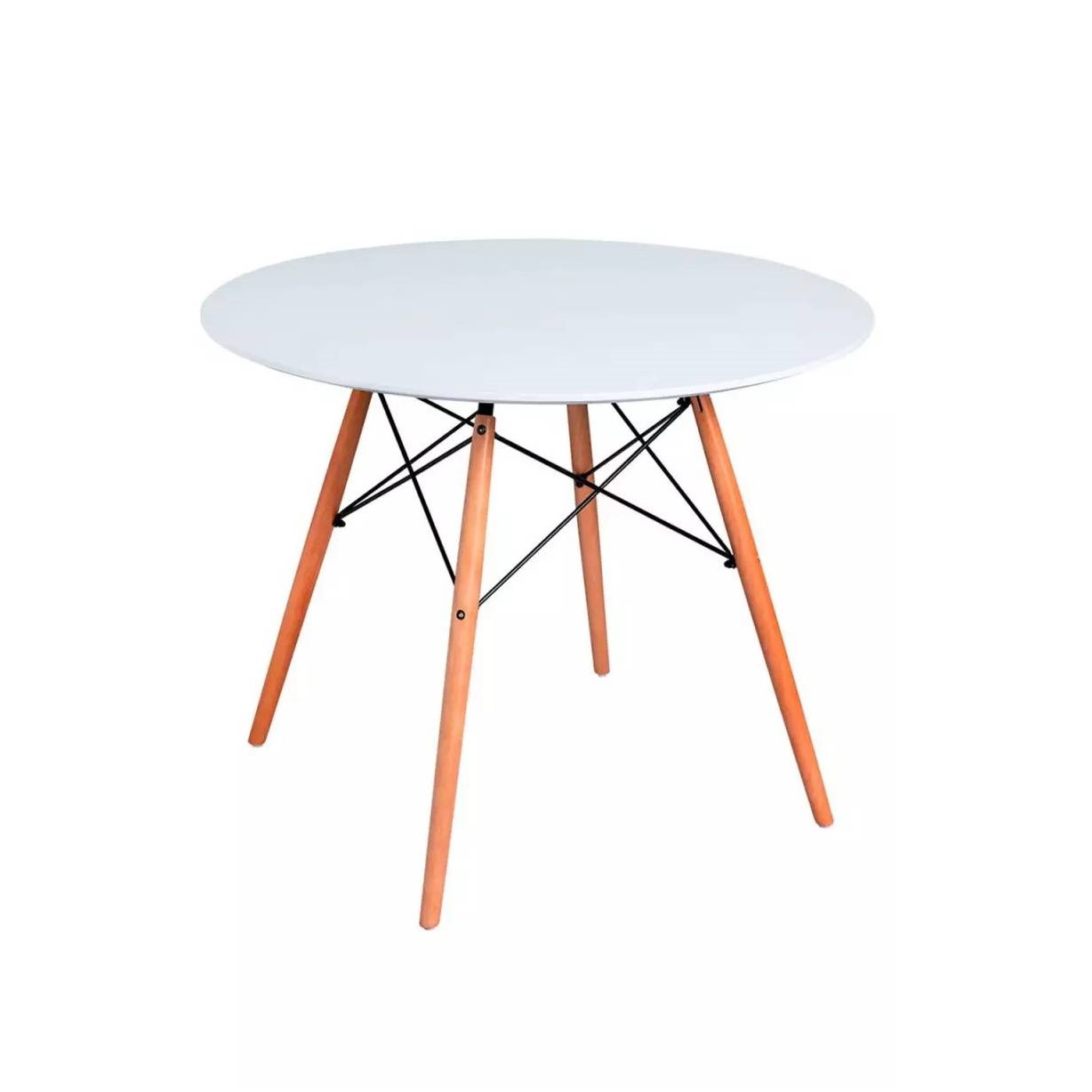 COMEDOR MESA EAMES 80CMS BLANCA + 4 SILLAS EAMES REPLICA COLOR NEGRO - 2