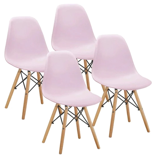 COMEDOR MESA EAMES 100CMS BLANCA + 4 SILLAS EAMES COLOR ROSA - 3
