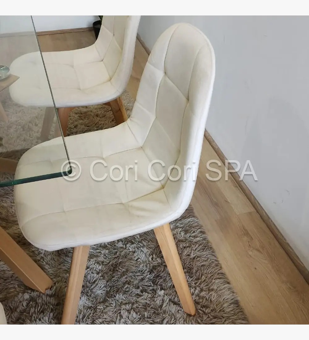 COMEDOR MADRID VIDRIO 140X80 Y 4 CAPITONNÉ VELVET BEIGE - 3