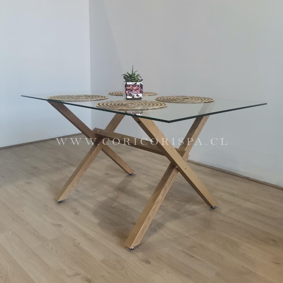 COMEDOR MESA MEDLOCK DE VIDRIO 140X90CM + 4 SILAS MARIPOSA VELVET NEGRO - 2