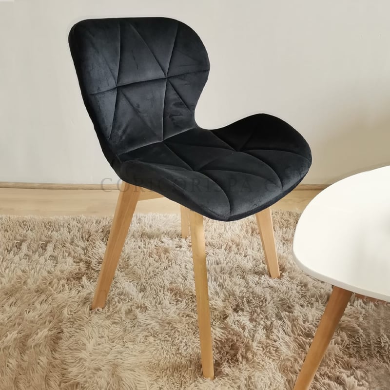 COMEDOR MESA MEDLOCK DE VIDRIO 140X90CM + 4 SILAS MARIPOSA VELVET NEGRO - 3