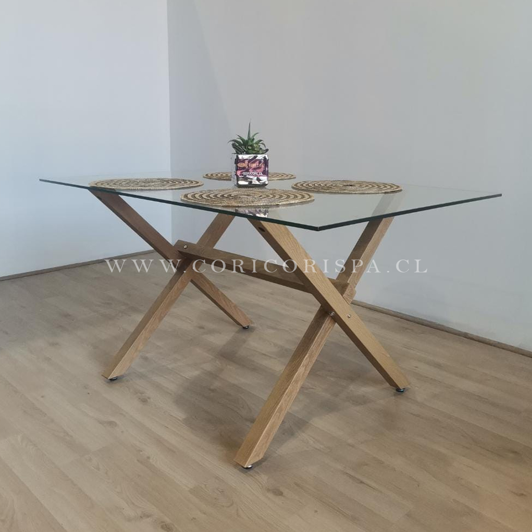 COMEDOR MESA MEDLOCK DE VIDRIO 140X90CM + 4 SILAS MARIPOSA VELVET GRIS - 2