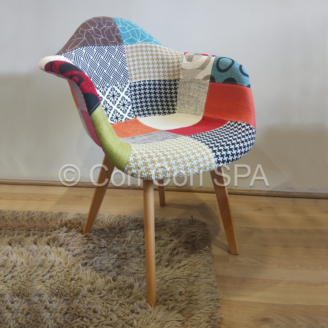 COMEDOR MESA MEDLOCK DE VIDRIO 140X90CM + 4 BUTACAS PATCHWORK - 3