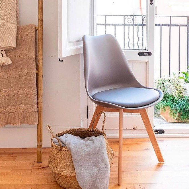 COMEDOR MESA EAMES BLANCA 80CMS + 4 SILLAS TULIP GRIS - 2