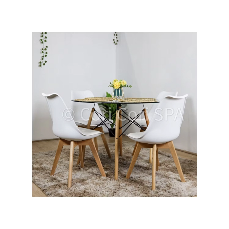 COMEDOR MESA EAMES BLANCA 80CMS + 4 SILLAS TULIP REPLICA BLANCO - 1