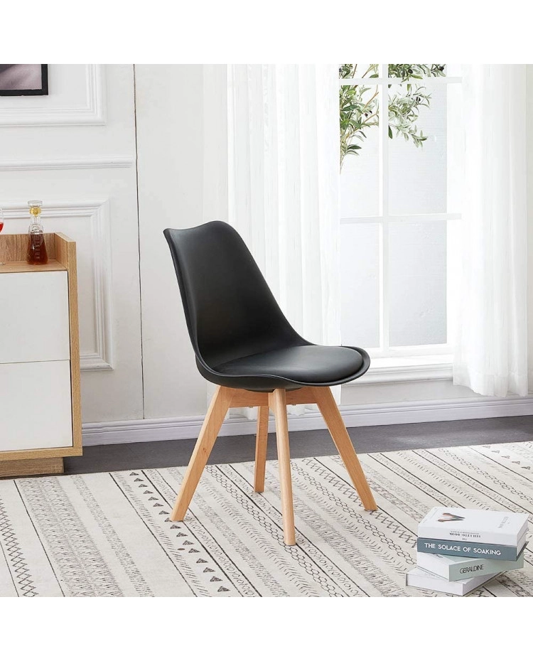 COMEDOR MESA EAMES BLANCA 80CMS + 4 SILLAS TULIP NEGRO - 2
