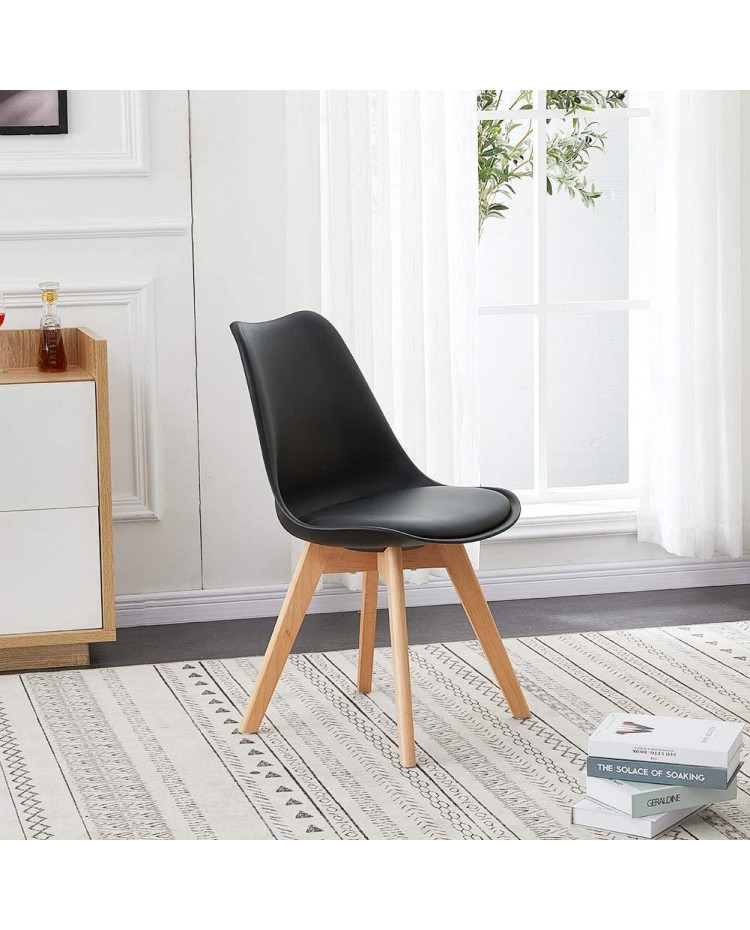 COMEDOR MESA EAMES BLANCA 80CMS + 4 SILLAS TULIP REPLICA NEGRO - 2