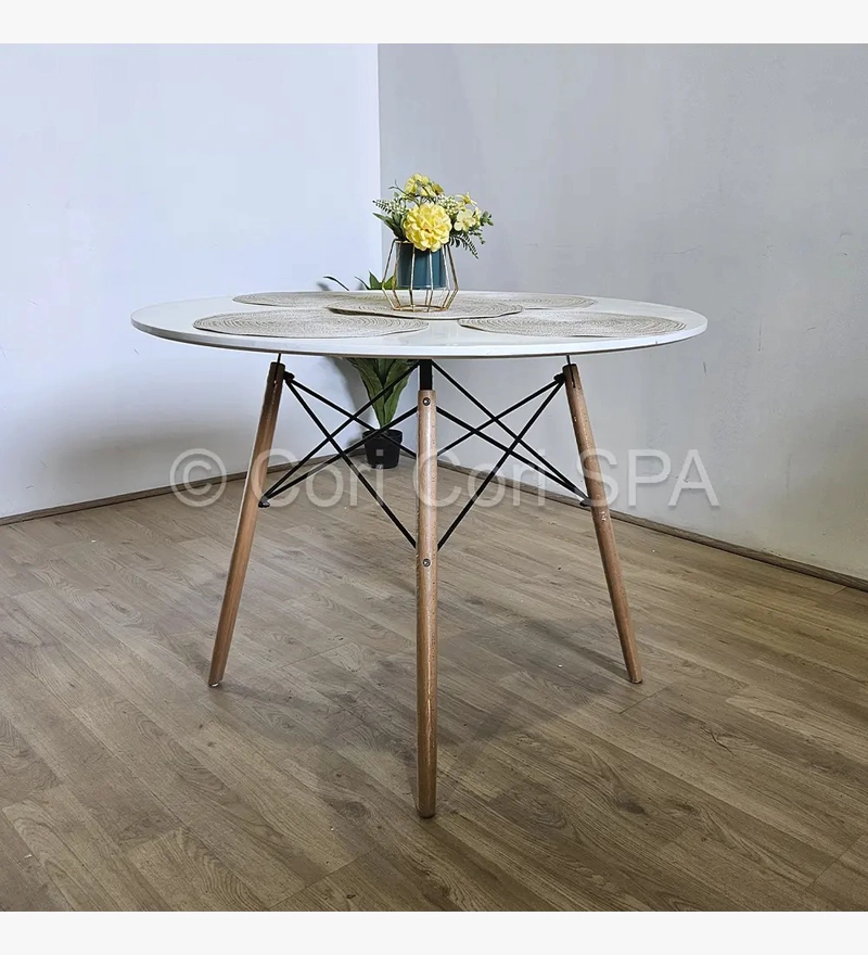 COMEDOR MESA EAMES BLANCA 100CMS + 4 SILLAS DELTA COLOR BLANCO - 3