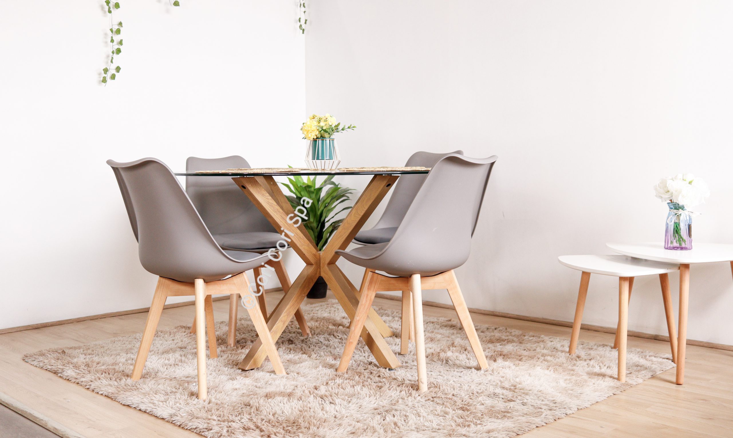 COMEDOR MADRID VIDRIO 160X90 + 4 SILLAS TULIP COLOR GRIS - 2