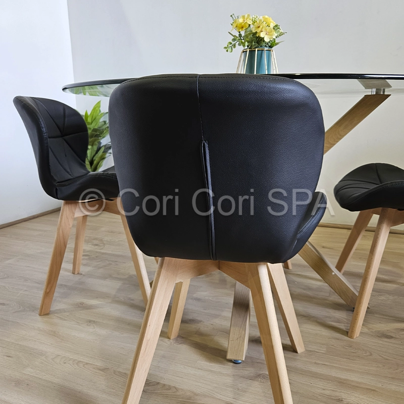 COMEDOR MESA WARWICK VIDRIO 120CM + 4 SILLAS MARIPOSA WOOD NEGRO - 3