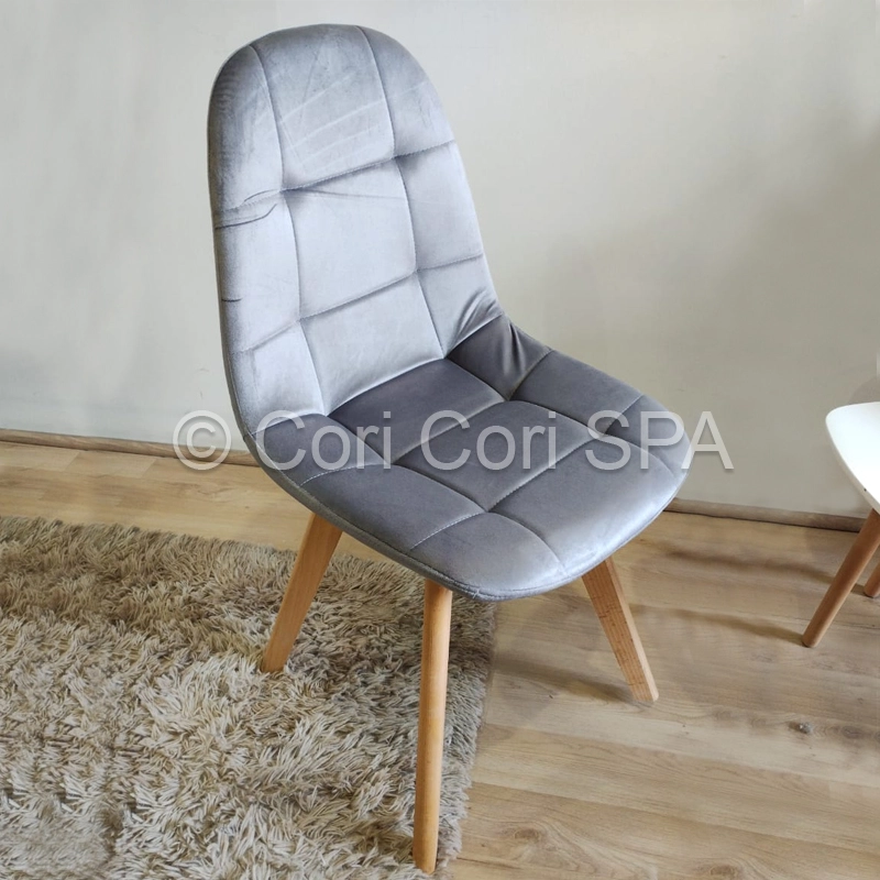 COMEDOR MESA WARWICK VIDRIO 100CM + 4 SILLAS CAPITONNE VELVET GRIS - 3