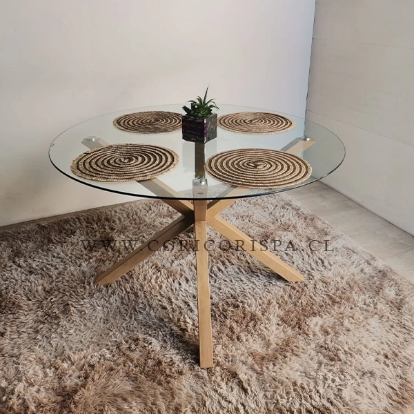 Comedor Mesa Warwick 100 cms + 4 Sillas Mariposa Velvet Beige - 2