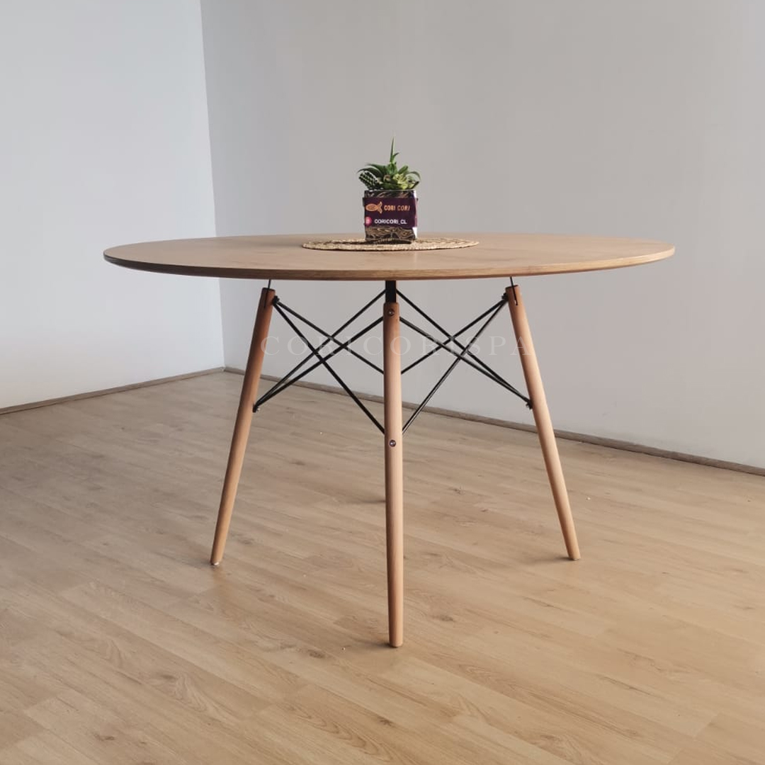 COMEDOR MESA WOOD 100CM + 4 SILLAS CAPITONNÉ NEGRO - 3