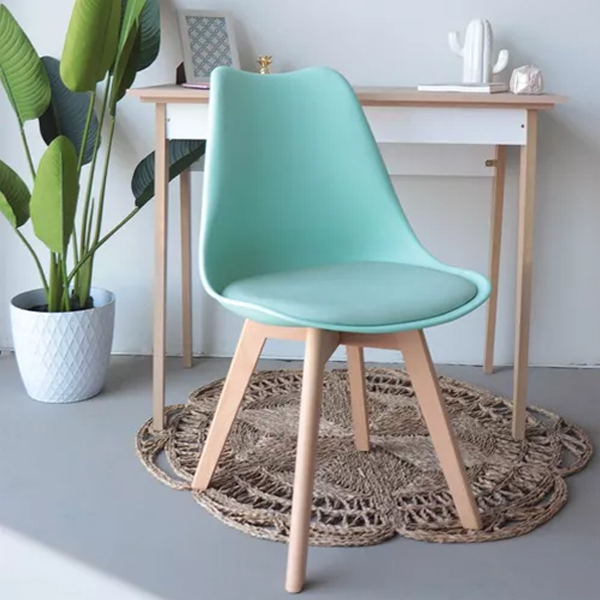 COMEDOR MESA WOOD 100CM + 4 SILLAS TULIP MENTA - 2