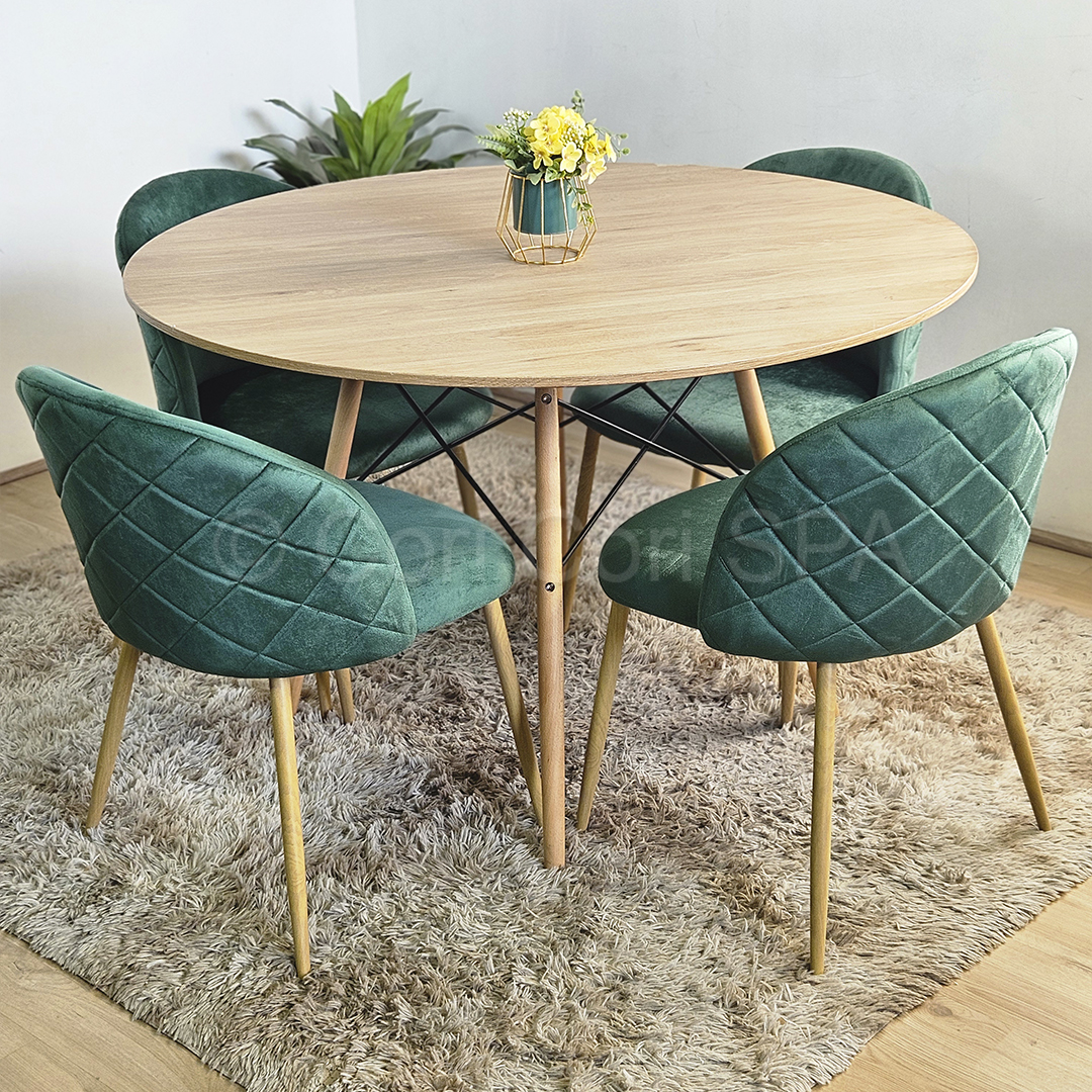 COMEDOR MESA WOOD 100CM + 4 SILLAS BREAD WOOD VERDE - 1
