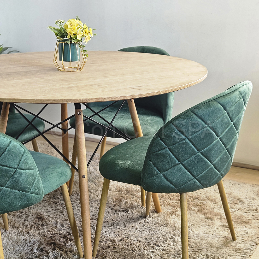 COMEDOR MESA WOOD 100CM + 4 SILLAS BREAD WOOD VERDE - 2