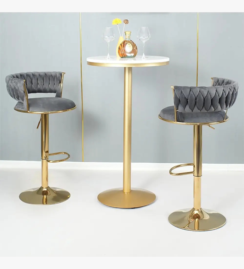 PACK 4 TABURETE QUEEN VELVET GRIS - 2