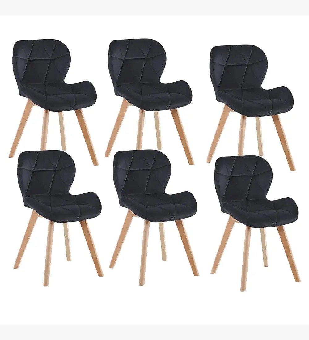 COMEDOR MESA EXPANDIBLE 100-180CM+ 6 SILLAS MARIPOSAS VELVET NEGRO - 2