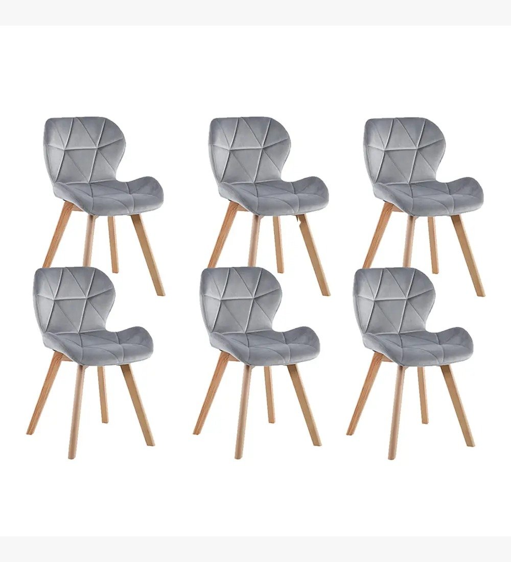 COMEDOR MESA EXPANDIBLE 100-180CM+ 6 SILLAS MARIPOSAS VELVET GRIS - 2