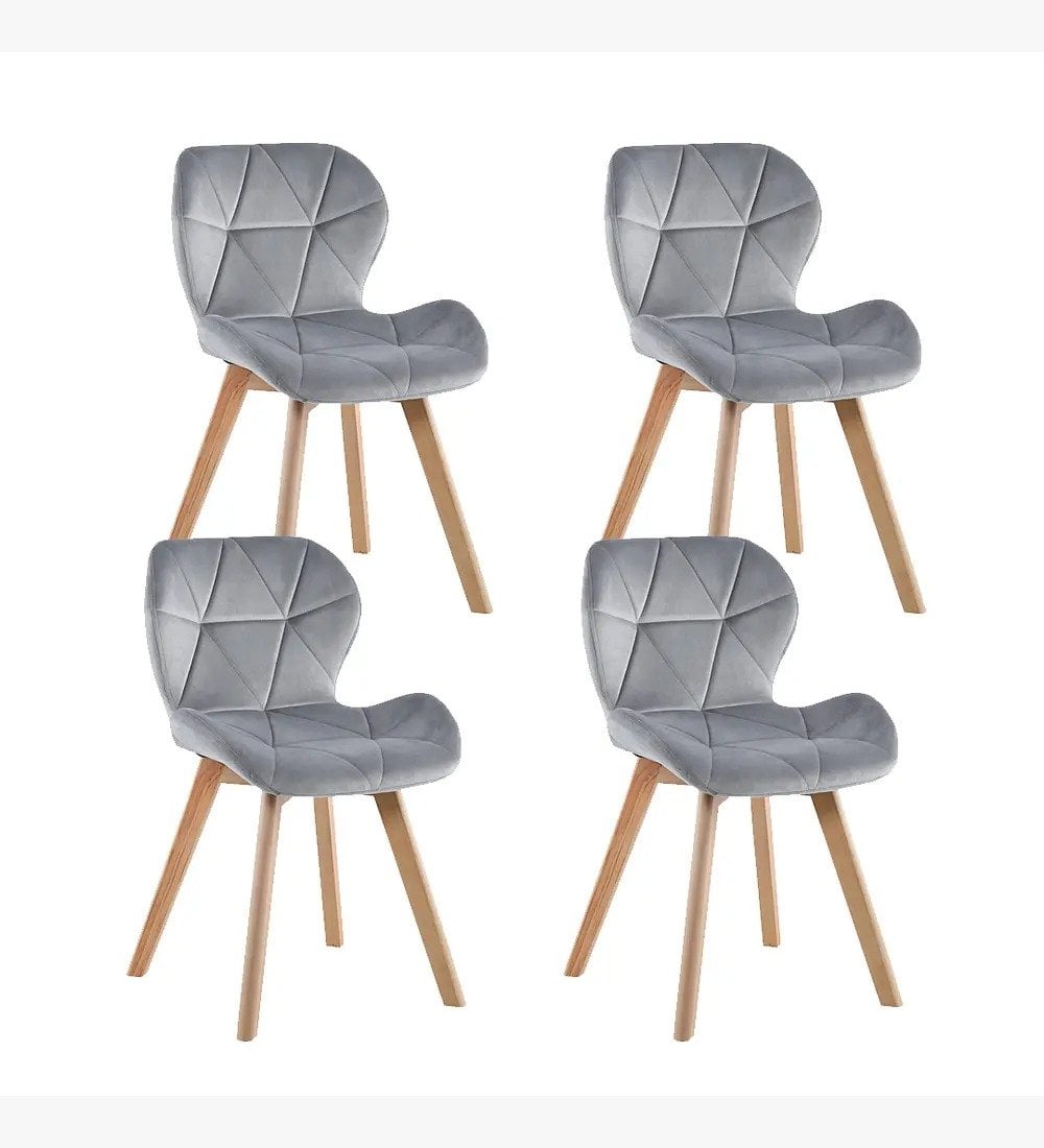 COMEDOR MESA EXPANDIBLE 100-180CM+ 4 SILLAS MARIPOSAS VELVET GRIS - 2