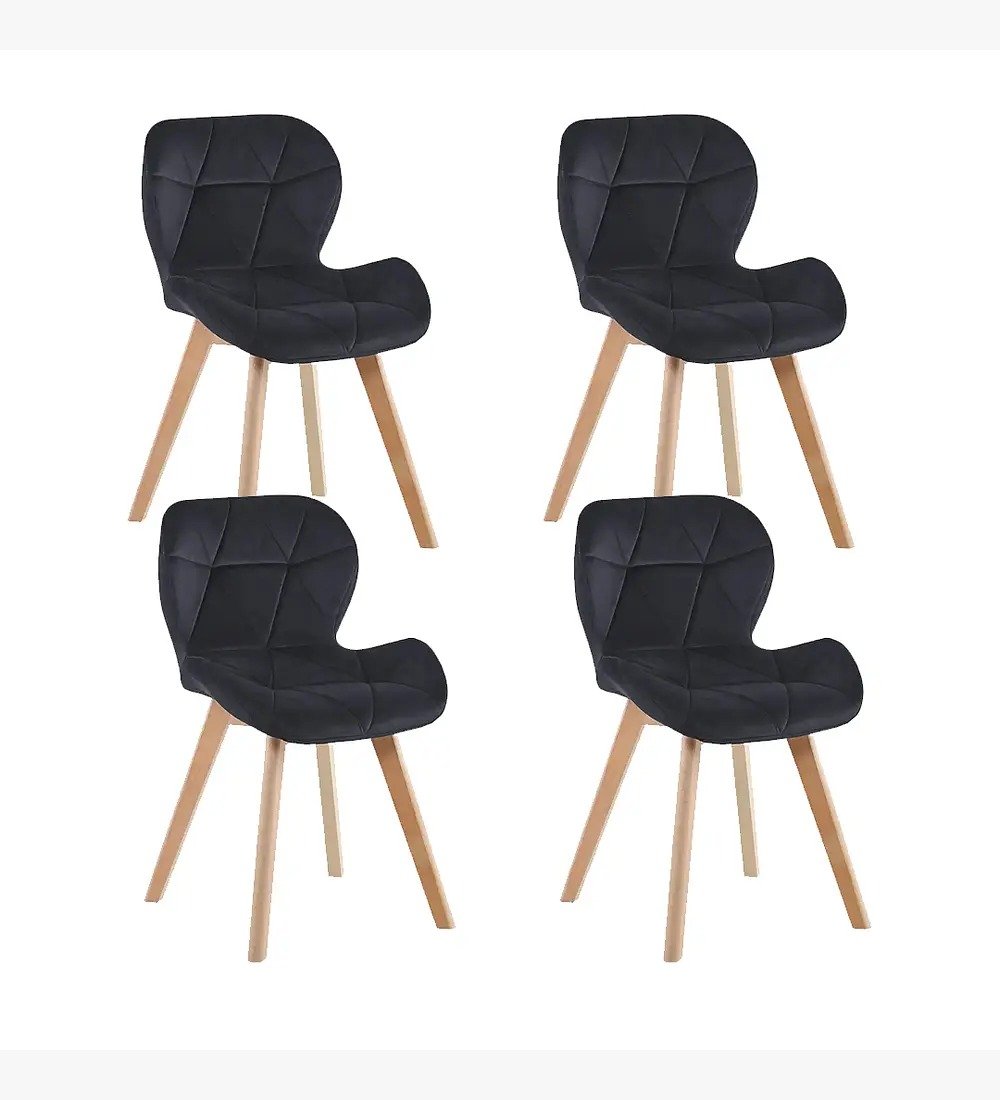 COMEDOR MESA EXPANDIBLE 100-180CM+ 4 SILLAS MARIPOSAS VELVET NEGRO - 2