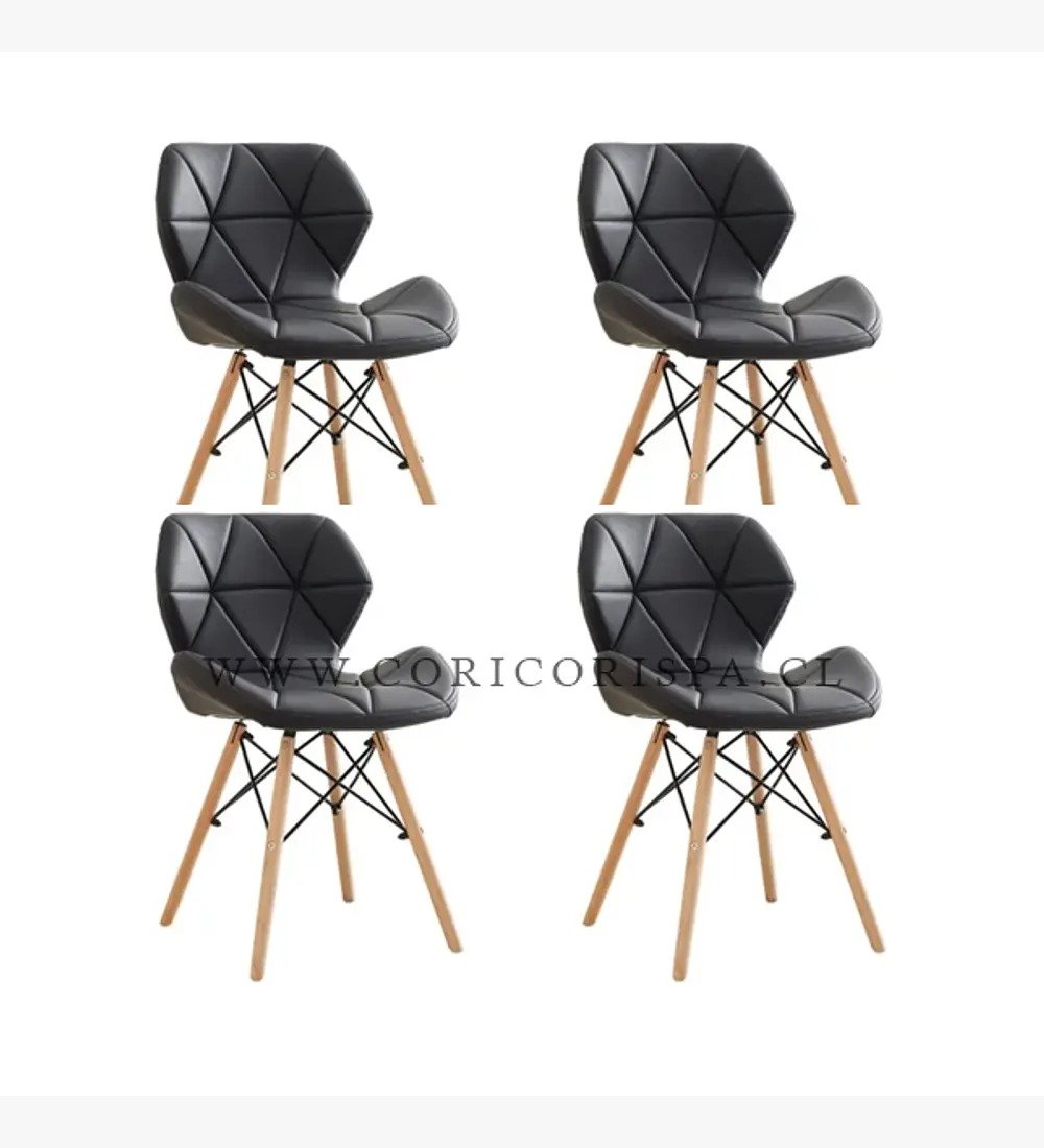 COMEDOR MESA EXPANDIBLE 100-180CM+ 4 SILLA EAMES MARIPOSA ECOCUERO NEGRO - 7