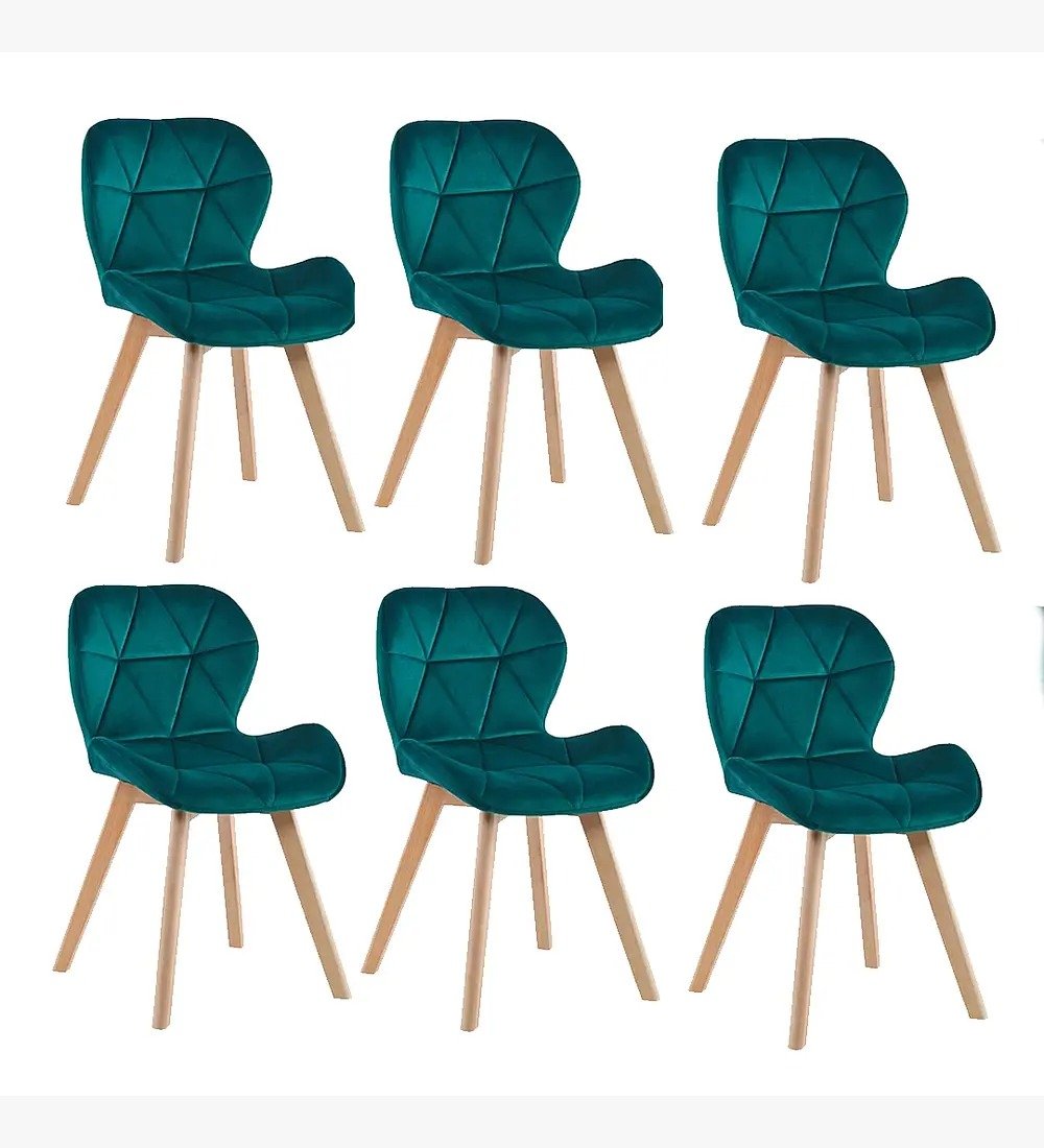 COMEDOR MESA EXPANDIBLE 100-180CM+ 6 SILLAS MARIPOSAS VELVET VERDE - 2