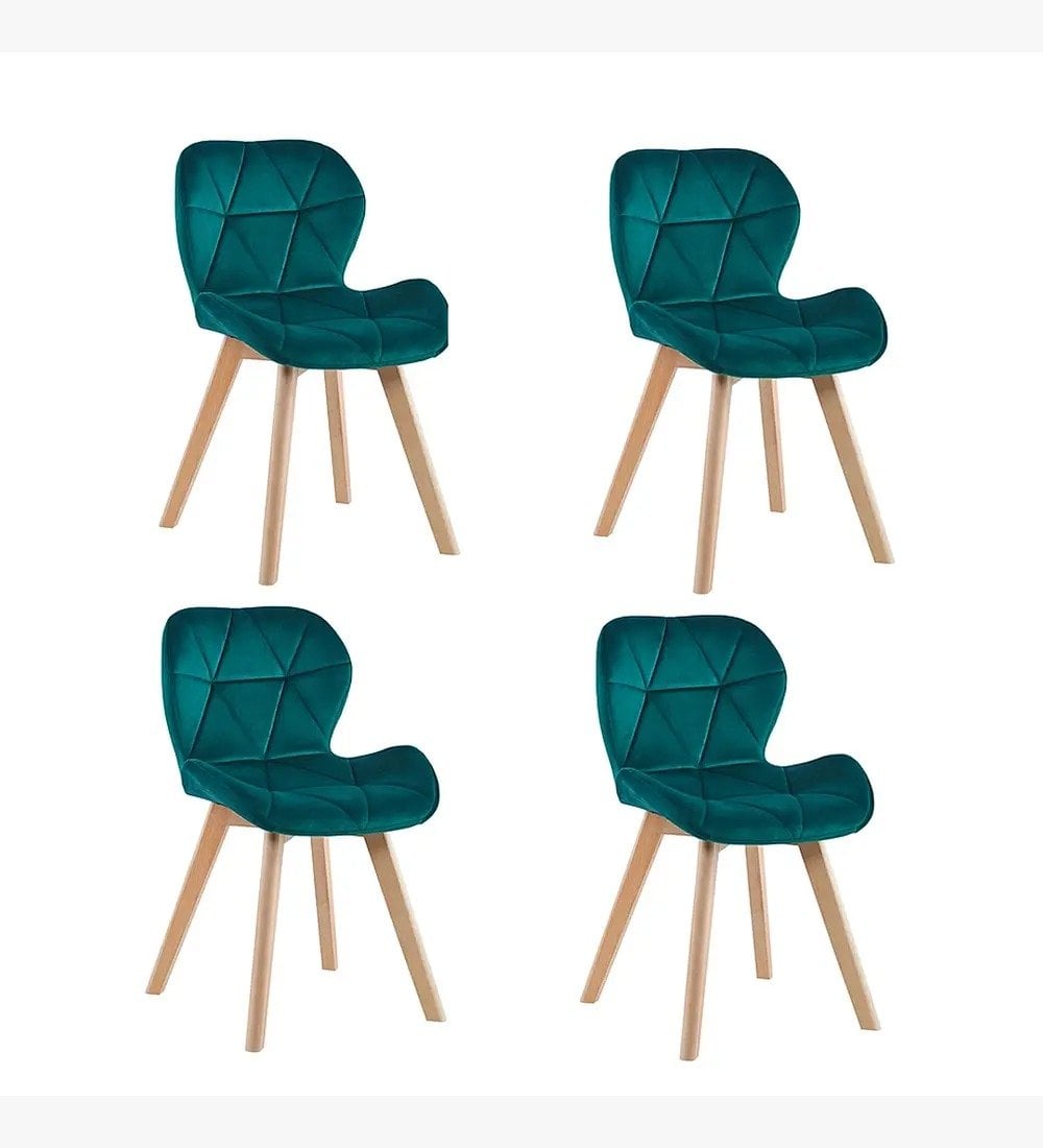 COMEDOR MESA EXPANDIBLE 100-180CM+ 4 SILLAS MARIPOSAS VELVET VERDE - 2