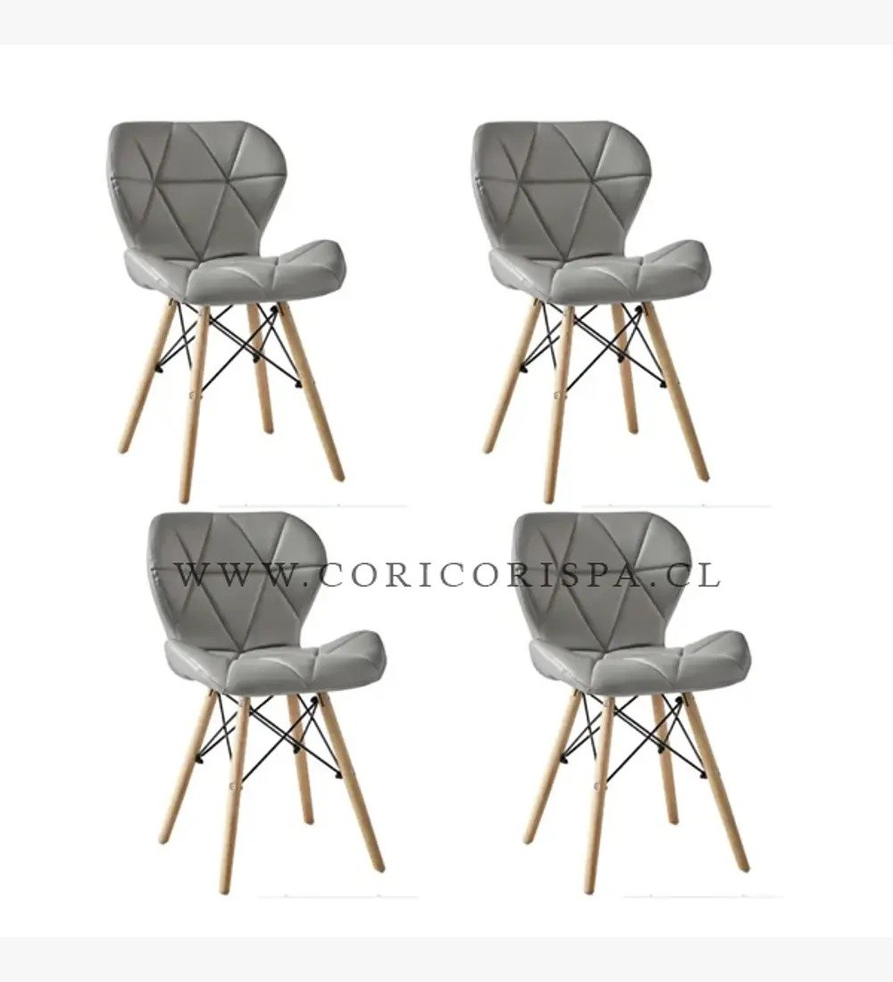 COMEDOR MESA EXPANDIBLE 100-180CM+ 4 SILLA EAMES MARIPOSA ECOCUERO GRIS - 6