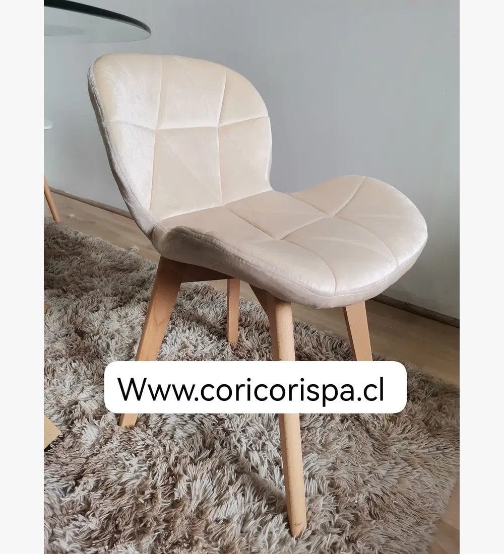 COMEDOR MESA EXPANDIBLE 100-180CM+ 6 SILLAS MARIPOSAS VELVET BEIGE - 2