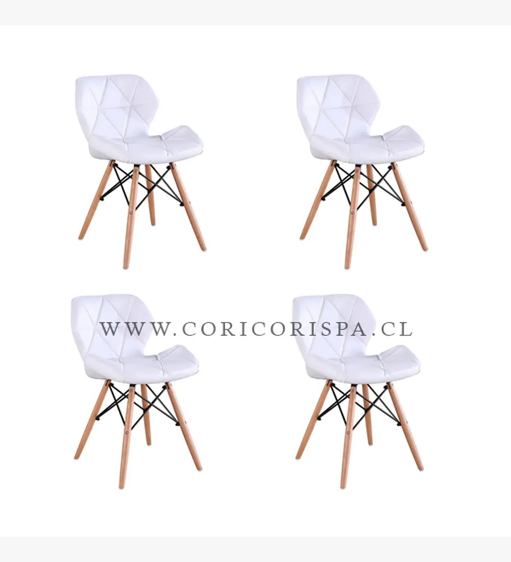 COMEDOR MESA EXPANDIBLE 100-180CM+ 4 SILLA EAMES MARIPOSA ECOCUERO BLANCO - 6