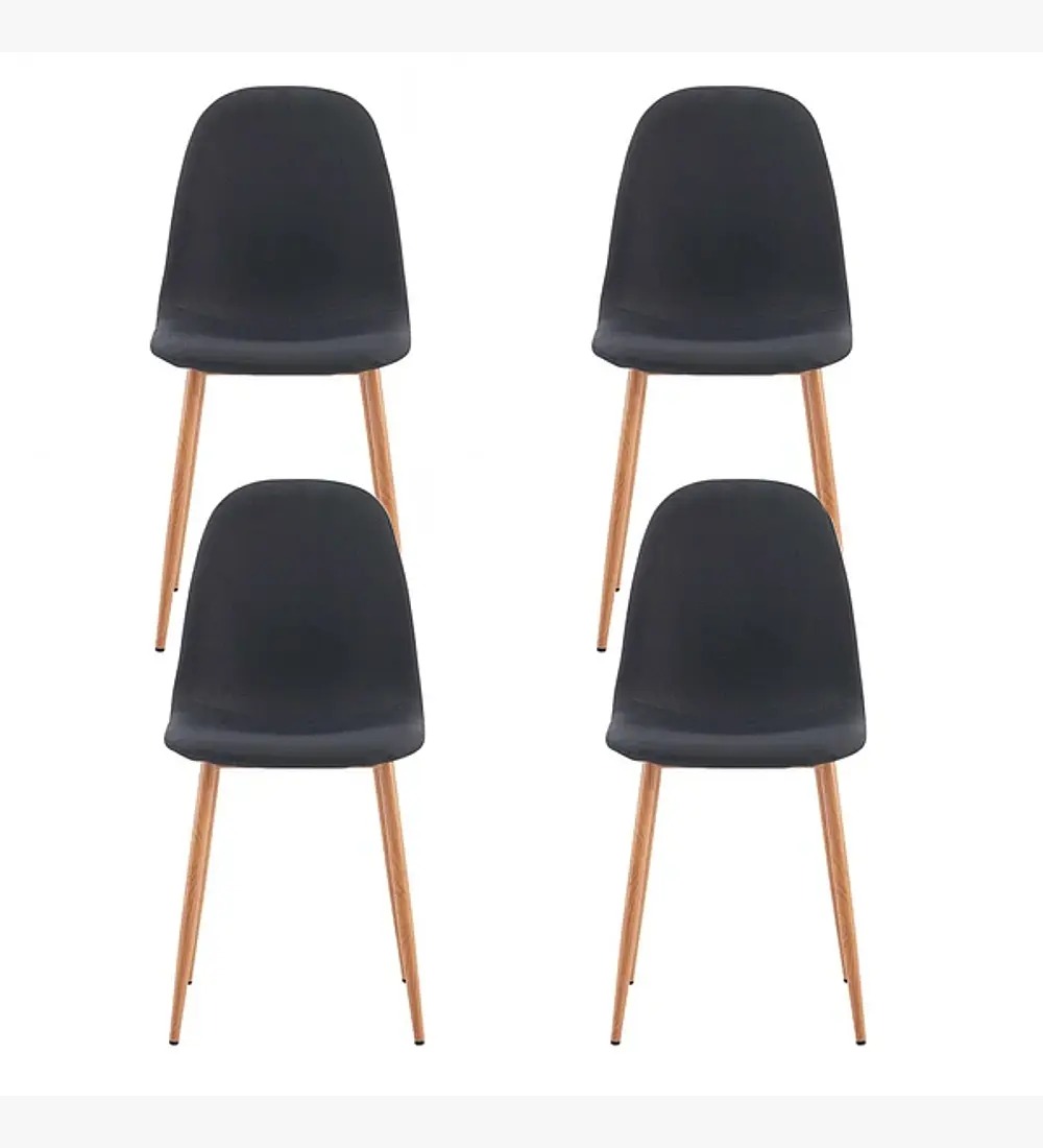 COMEDOR MESA EXPANDIBLE 100-180CM+ 4 SILLAS SCOOP LINO NEGRO - 6