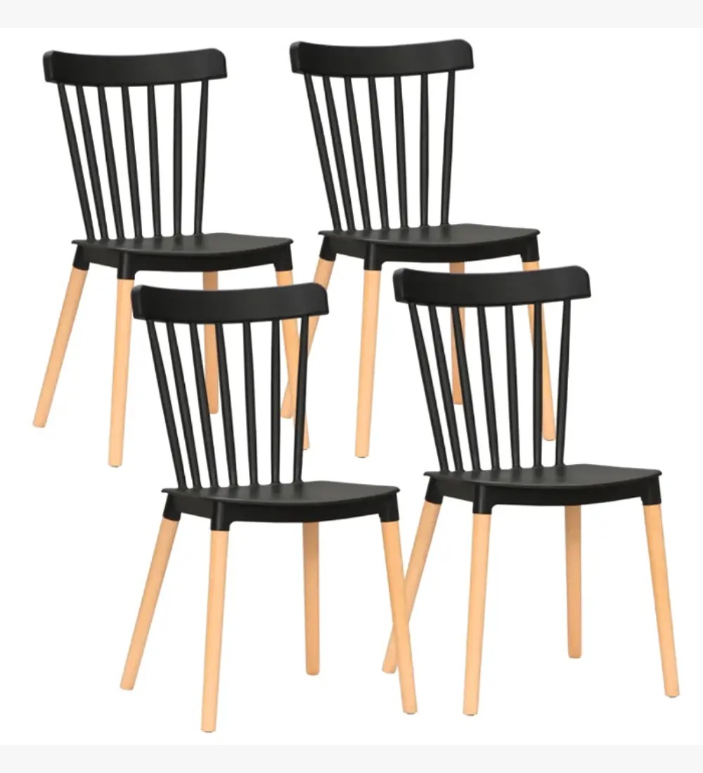 JUEGO DE COMEDOR 120X80CMS + 4 SILLAS WINDSOR NEGRO - 3