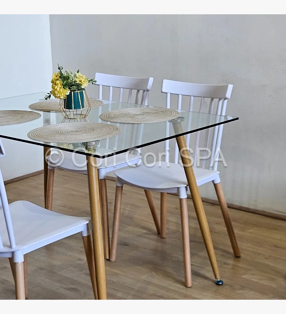 JUEGO DE COMEDOR 120X80CMS + 4 SILLAS WINDSOR BLANCO - 2