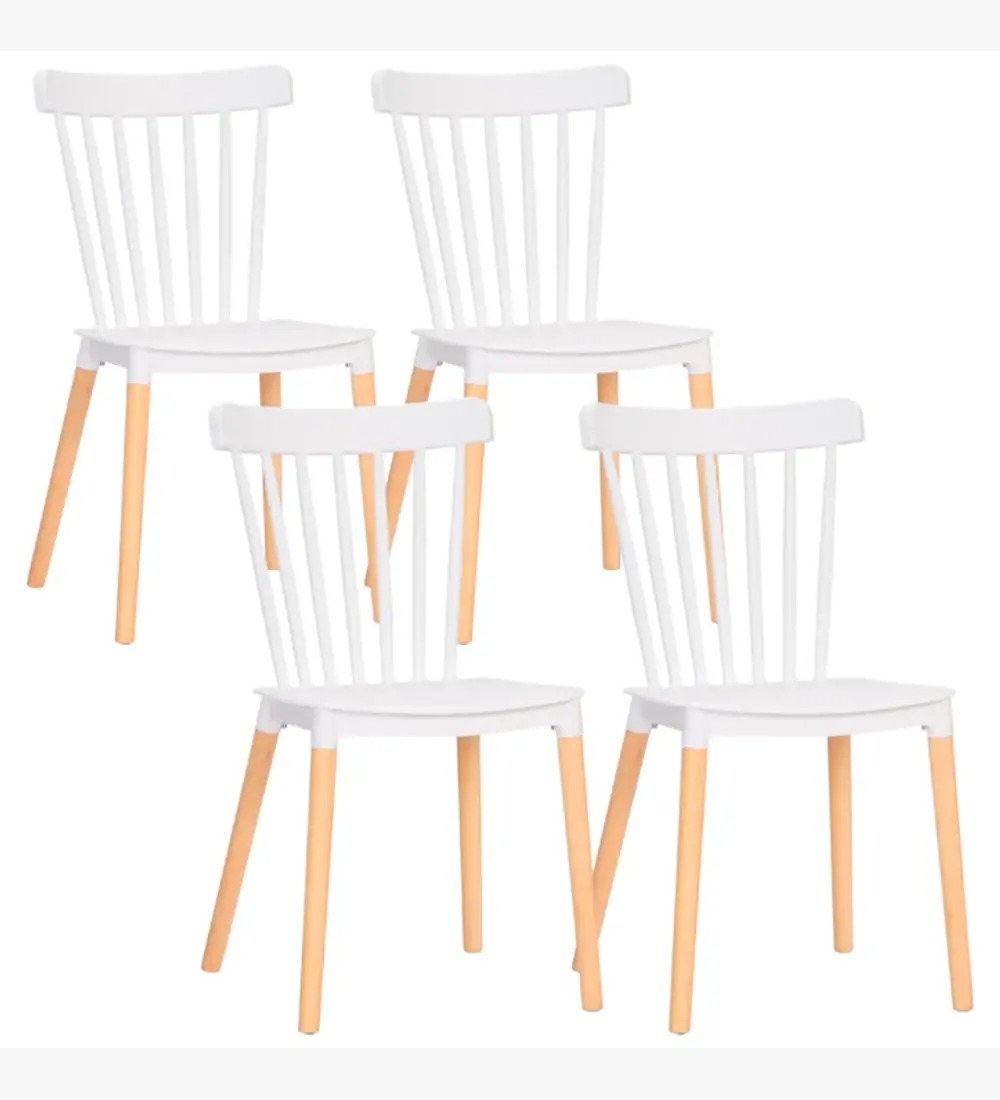 JUEGO DE COMEDOR 120X80CMS + 4 SILLAS WINDSOR BLANCO - 4