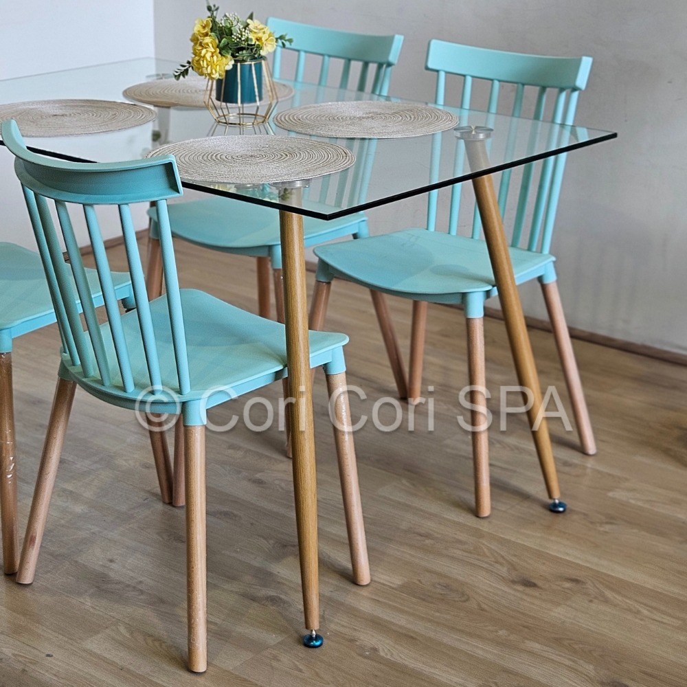 JUEGO DE COMEDOR 120X80CMS + 4 SILLAS WINDSOR MENTA - 2
