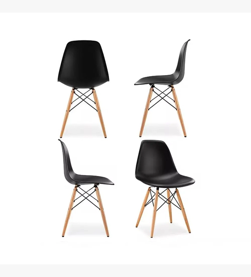 JUEGO DE  COMEDOR MESA EAMES EN COLOR BLANCO 100CMS + 4 SILLAS EAMES EN COLOR NEGRO - 3