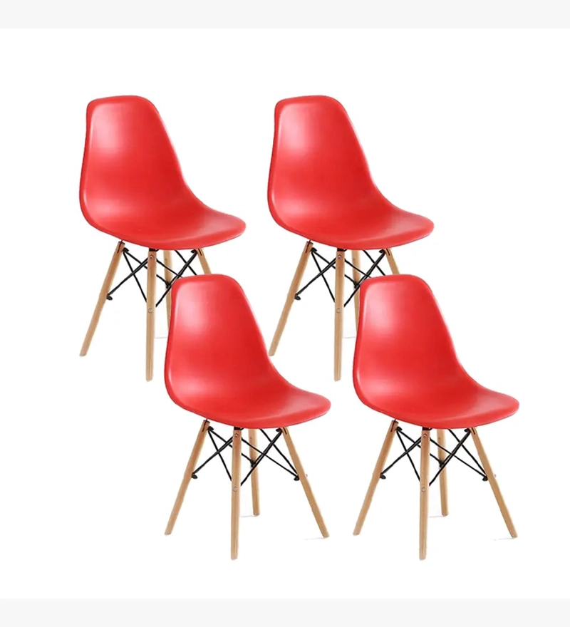 COMEDOR MESA EAMES EN COLOR BLANCO 100CMS + 4 SILLAS EAMES EN COLOR ROJO - 3