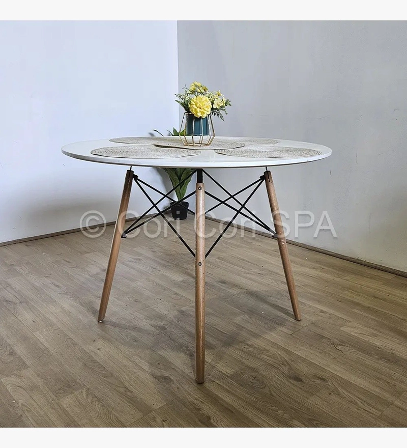 JUEGO DE COMEDOR  MESA EAMES EN COLOR BLANCO 100CMS + 4 SILLAS EAMES MENTA - 2