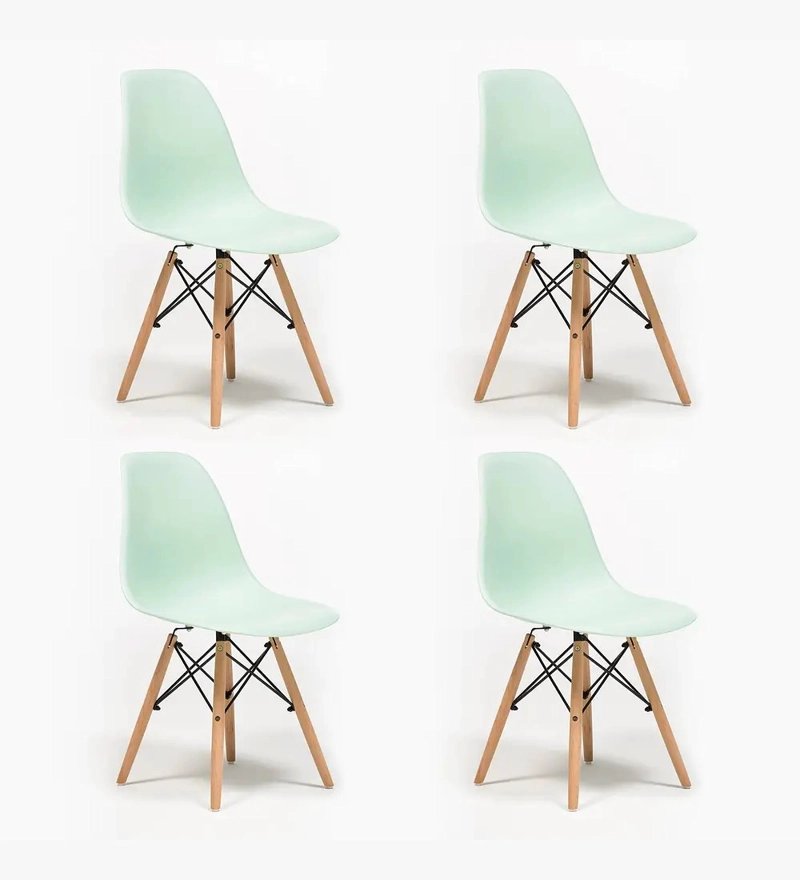 JUEGO DE COMEDOR  MESA EAMES EN COLOR BLANCO 100CMS + 4 SILLAS EAMES MENTA - 3