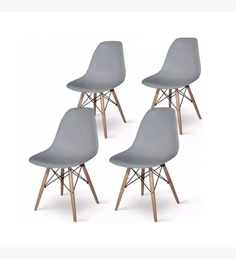 COMEDOR MESA EAMES EN COLOR BLANCO 100CMS + 4 SILLAS EAMES GRIS - 3